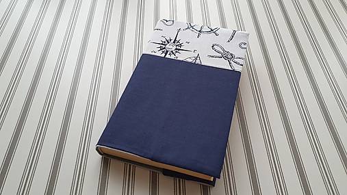 Obal na knihu- námornícke vzory na bielej a modrá