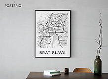 Obrazy - Mapa mesta BRATISLAVA - moderný minimalistický plagát (digitálna [PDF] verzia) - 16485423_