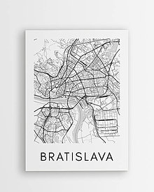 Obrazy - Mapa mesta BRATISLAVA - moderný minimalistický plagát - 16485425_