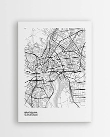 Obrazy - Mapa Bratislavy - moderný minimalistický plagát - 16485450_