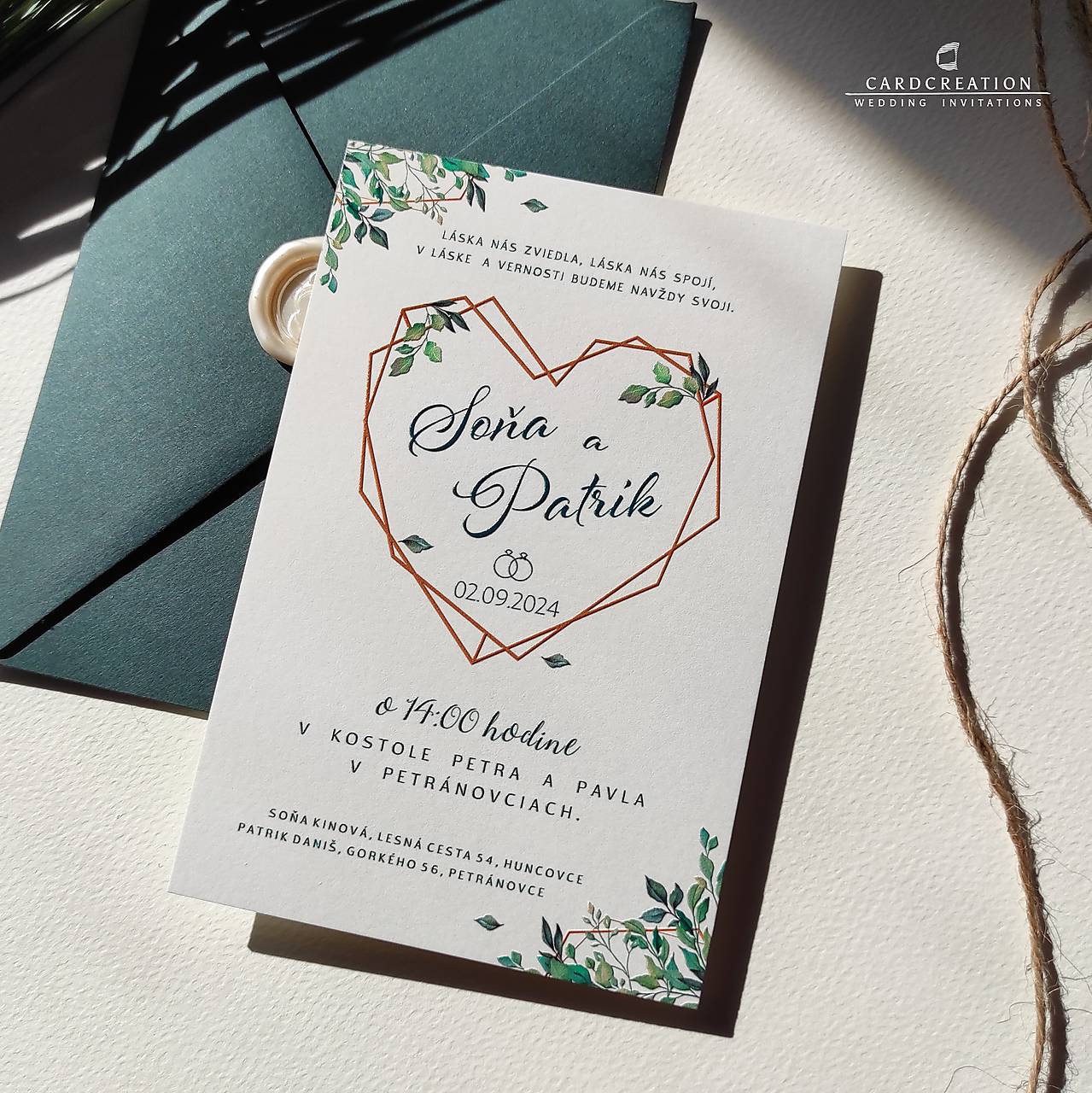 Minimalistické svadobné oznámenie - H20290