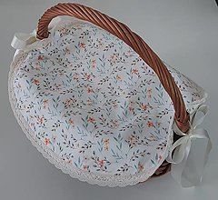 Úžitkový textil - Dečka na košík,,veľkonočná" (Okrúhla-vetvičky 34×34 cm) - 16486045_