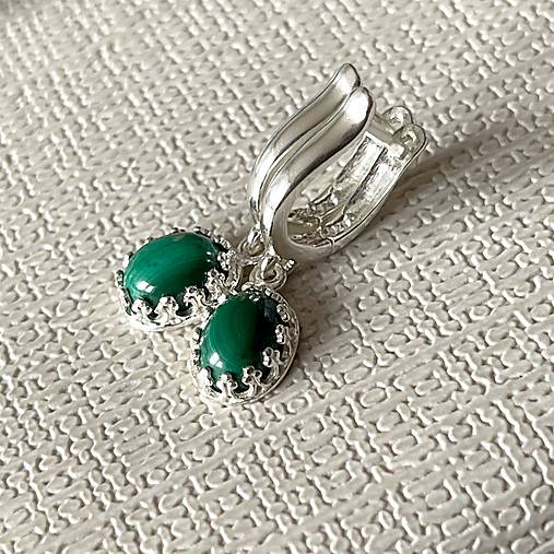 Vintage Filigree Natural Malachite Earrings / Vintage náušnice s malachitom E028