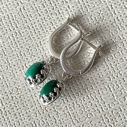 Vintage Filigree Natural Malachite Earrings / Vintage náušnice s malachitom E028