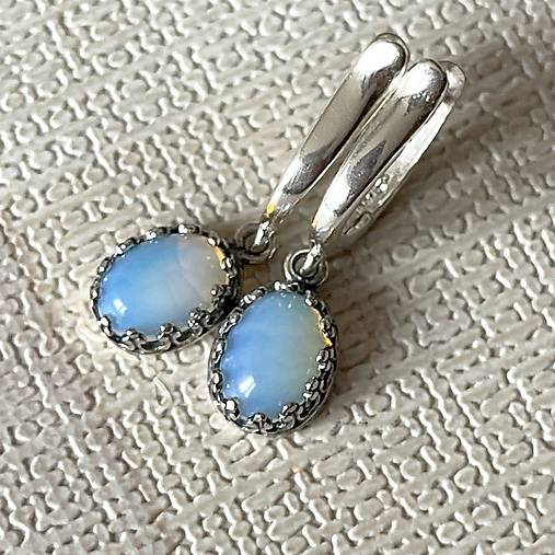 Vintage Filigree Opalite Earrings / Vintage náušnice s opalitom E028