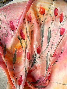 Šatky - Tulipa / hedvábný šátek 75 x 75 cm/ - 16488210_