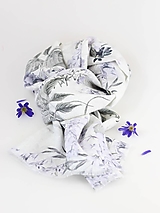 Šatky - Elegantná dámska kvetinová šatka z jemného 100% ľanu 33x180cm "Hortensia" - 16487562_