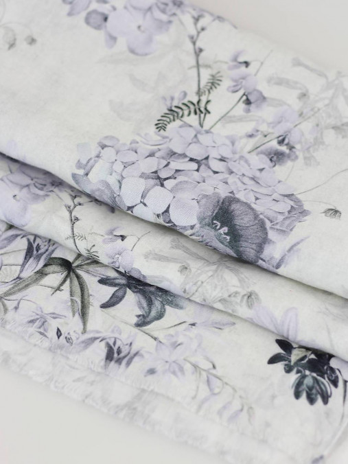 Elegantná dámska kvetinová šatka z jemného 100% ľanu 33x180cm "Hortensia"