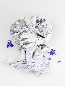 Šatky - Elegantná dámska kvetinová šatka z jemného 100% ľanu 33x180cm "Hortensia" - 16487562_