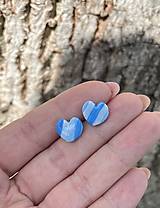 Náušnice - *mini blue strip hearts* - 16486085_