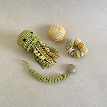 Hračky - Set s medúzou / zeleno-žltý (4 hračky) - 16486438_