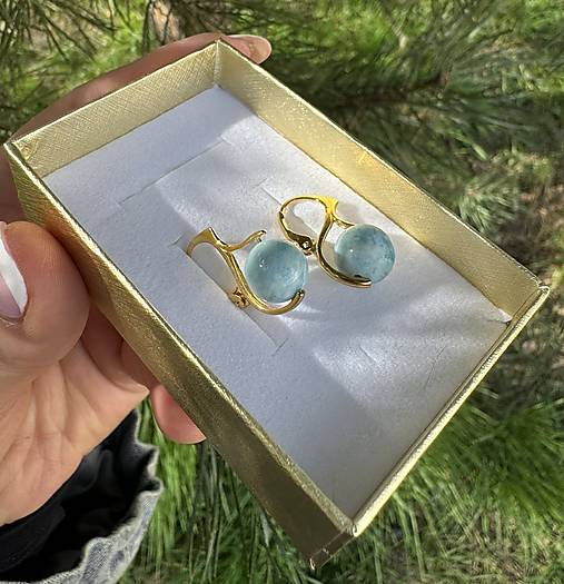 Náušnice Pektolit (Larimar) pozlátené