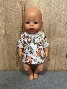 Hračky - Tričko pre bábiku BABY BORN - 43 cm, les - 16487677_