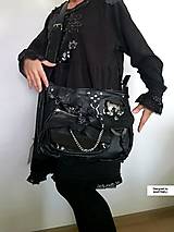 Kabelky - Čierna kožená gotická kabelka-Veľká kožená kabelka - 16488404_
