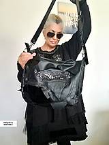 Kabelky - Čierna kožená gotická kabelka-Veľká kožená kabelka - 16488410_