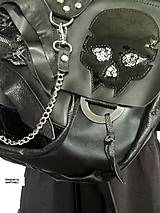 Kabelky - Čierna kožená gotická kabelka-Veľká kožená kabelka - 16488411_