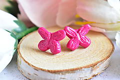 Náušnice - Ružové motýliky - 16488334_