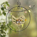 Dekorácie - jarný vtáčik pod rozkvitnutou čerešňou - 16489405_
