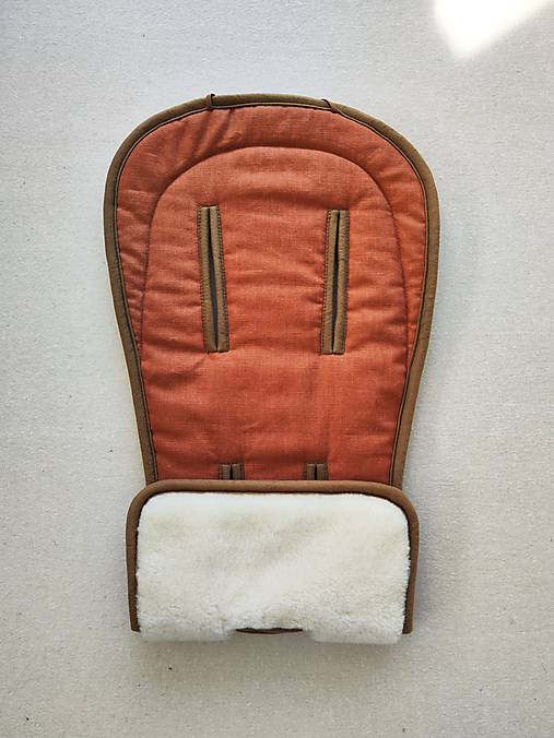 Detský textil - VLNIENKA podložka do kočíka BUGABOO Dragonfly 100% WOOL Merino Natural 100% ľan Rust - 16490773_