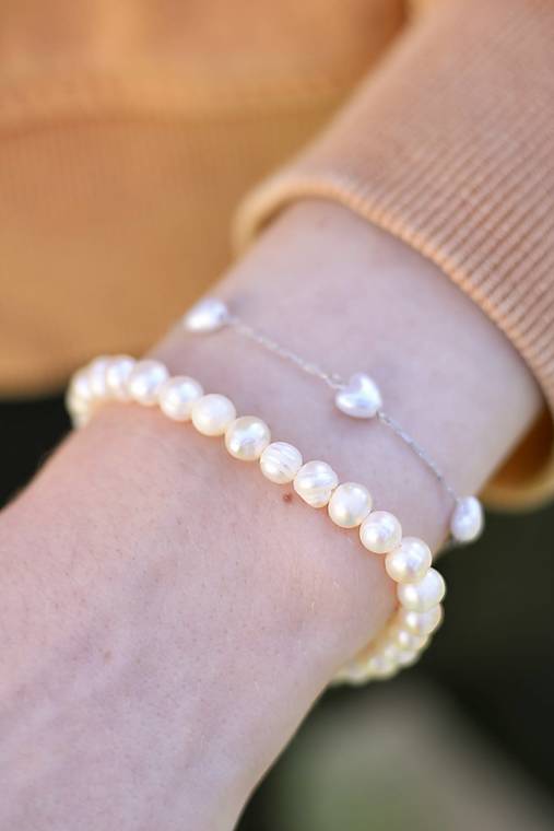 Minimalistické náramky - riečne perly  (DUO náramkov (perly + retiazka))