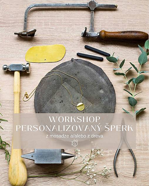 Workshop personalizovaný šperk mosadz+drevo MÁJ