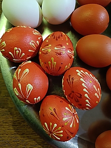Dekorácie - Pomarančové vajíčka maľované voskom väčšie - 16491291_