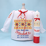 Detské oblečenie - Košieľka na krst s belianskou výšivkou (set košieľka + sviečka + darčeková krabica) - 16489631_