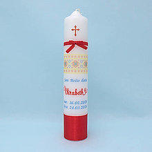 Sviečky - Sviečka na krst s dizajnom belianskej výšivky - 16489656_
