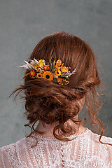Ozdoby do vlasov - Kvetinový hrebienok "lupienky slnečníc" - 16491656_