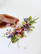 Ozdoby do vlasov - Kvetinový hrebienok "vyfarbený svet" - menší - 16491851_