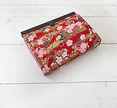 Peňaženky - Peňaženka s priehradkami Japonský motív červený - 16490879_