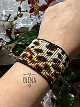 Sady šperkov - Náramok a náušnice "Gepard" tkané z rokajlových korálok Preciosa, ručná výroba - 16489785_