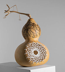 Svietidlá a sviečky - Gourd #G43 | Kalabasa, prírodná drevená dekorácia - 16491826_