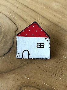 Brošne - maľovaný bodko domček - brošňa (červený menší) - 16489528_