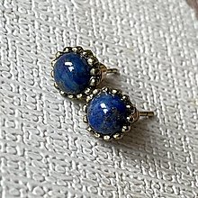 Náušnice - ZĽAVA 30% Antique Gold Lapis Lazuli Stud Earrings / Náušnice s lazuritom v starozlatom prevedení E029a - 16492224_