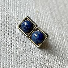 Náušnice - ZĽAVA 30% Antique Gold Lapis Lazuli Stud Earrings / Náušnice s lazuritom v starozlatom prevedení E029a - 16492287_