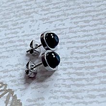 Náušnice - Agate Stainless Steel Stud Earrings / Náušnice s čiernym achátom z chirurgickej ocele E029 - 16493501_