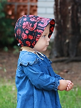 Detské čiapky - Letný detský čepiec vtáčik na čiernej prémiová bavlna - 16493791_