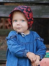 Detské čiapky - Letný detský čepiec vtáčik na čiernej prémiová bavlna - 16493793_