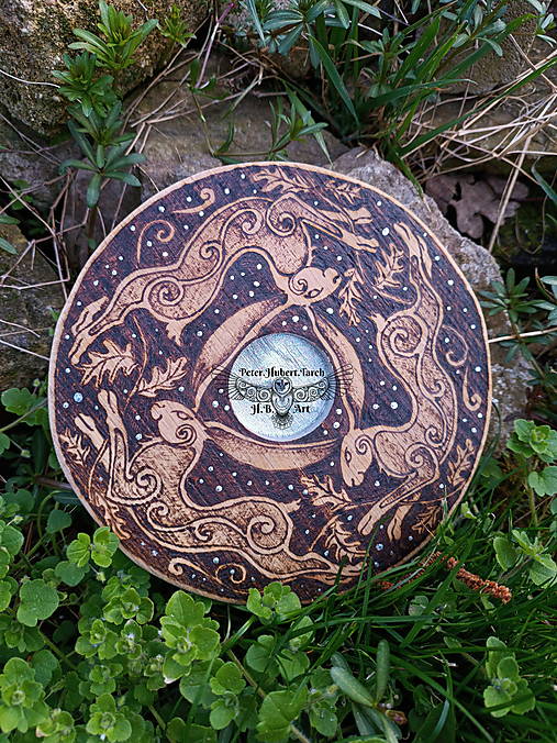 Svietidlá - Keltský zajac  - svietnik - celtic candle holder with pagan hare image - 16492063_