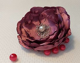 Ozdoby do vlasov - Saténový kvet - fialový - 16491951_