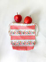 Úžitkový textil - Nákupné vrecko na potraviny malé, retro jahody - 16492732_