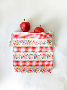 Úžitkový textil - Nákupné vrecko na potraviny štandard, retro jahody - 16492729_