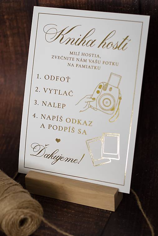 Papiernictvo - Ozdobná kartička ZLATÁ - Kniha hostí INSTAX - 16493713_