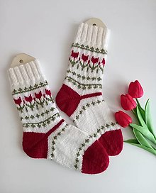 Ponožky, pančuchy, obuv - Ponožky tulipány - 16492025_