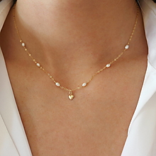 Náhrdelníky - Minimalistický náhrdelník s perlami a srdiečkom (gold filled) - 16492054_