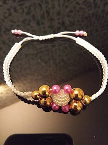 Náramky - Šnúrkový náramok perla v zlate - 16492309_