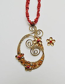 Náhrdelníky - Drôtený náhrdelník Zlatistý - 16494400_