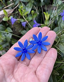 Náušnice - *Blue  flowers crystal* - 16495783_
