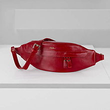 Kabelky - Kožená ľadvinka / belt bag MAVERA 1 (Červená) - 16496154_